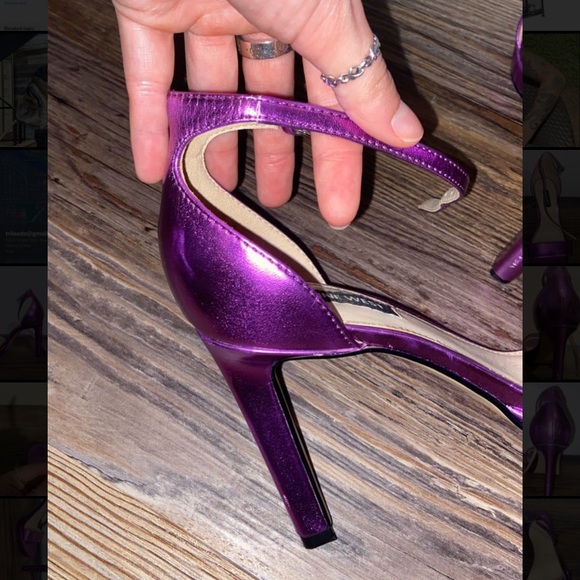 Nine West Metallic Purple Ankle Strap Heels - Picture 7 of 8